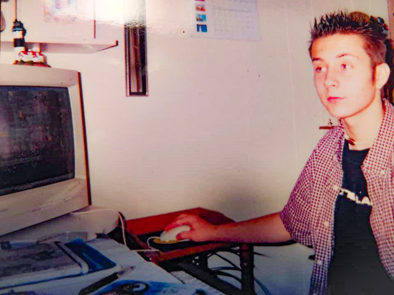 Teenage Jeff at the family desktop — the obsession started early.